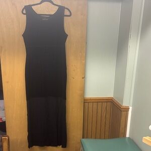 Carole Little Black Stretch Velvet and Crepe  Maxi Dress